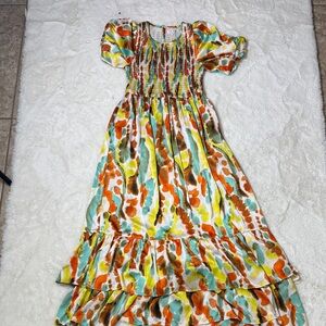 TCEC Multicolor Puff Sleeve Dress